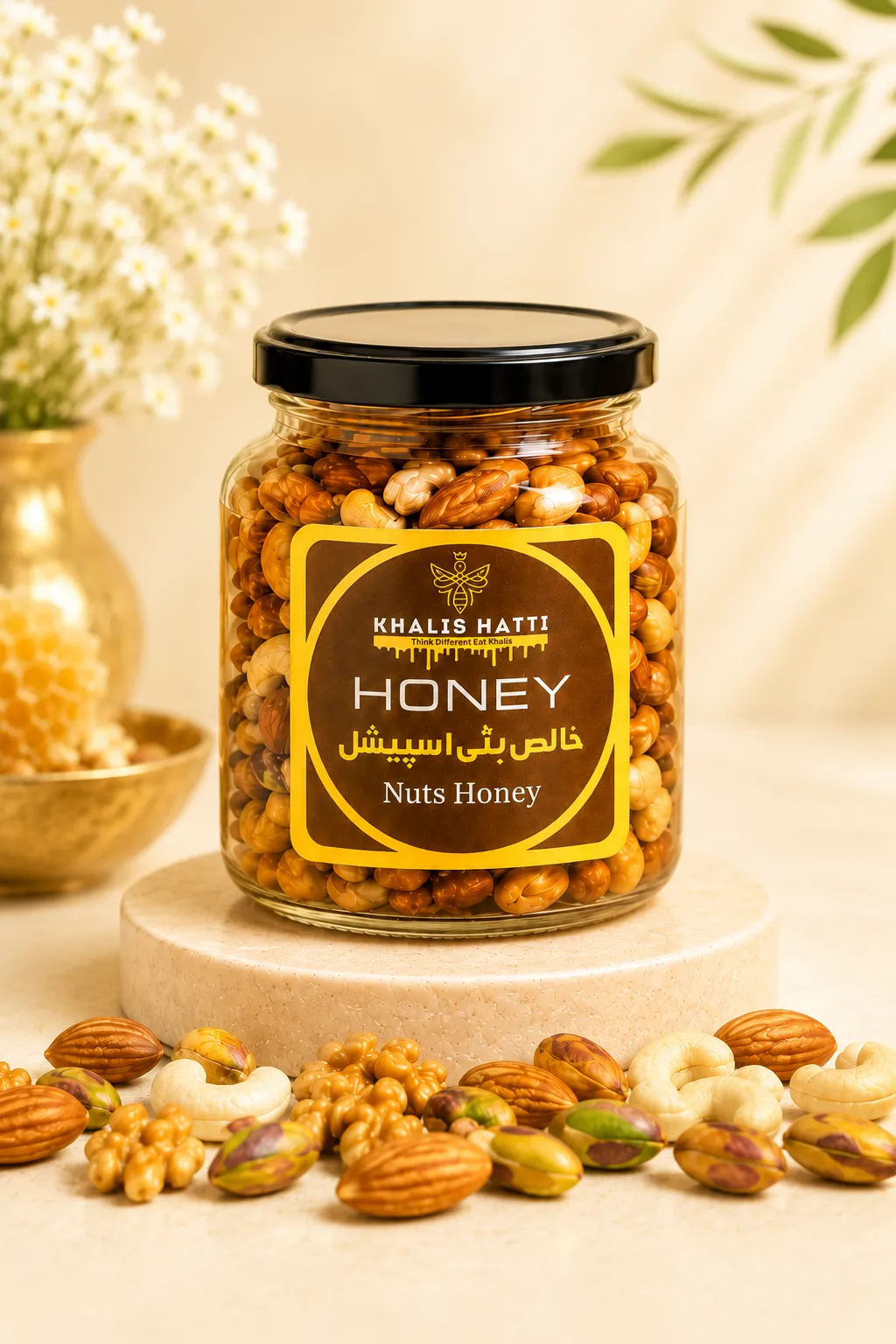 Khalis Hatti Premium Nuts Honey - Mixed Nuts and Honey Organic Product Pakistan